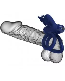 PRETTY LOVE - JAMELE DOPPELRING MIT VIBRATION & SCHMETTERLINGSTIMULATOR BLAU