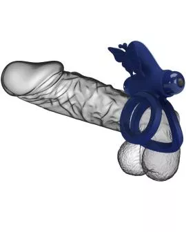 Pretty Love Jamele - Vibrations-Doppelring Schmetterling Blau