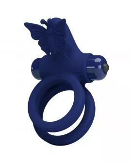 PRETTY LOVE - JAMELE DOPPELRING MIT VIBRATION & SCHMETTERLINGSTIMULATOR BLAU