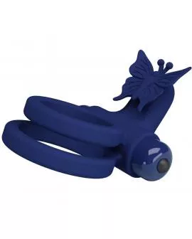 PRETTY LOVE - JAMELE DOPPELRING MIT VIBRATION & SCHMETTERLINGSTIMULATOR BLAU
