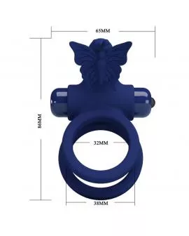 PRETTY LOVE - JAMELE DOPPELRING MIT VIBRATION & SCHMETTERLINGSTIMULATOR BLAU