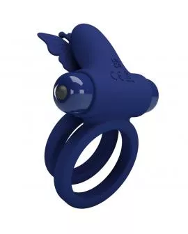 PRETTY LOVE - JAMELE DOPPELRING MIT VIBRATION & SCHMETTERLINGSTIMULATOR BLAU