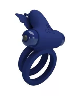 Pretty Love Jamele - Vibrations-Doppelring Schmetterling Blau