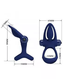 PRETTY LOVE - MAT DOPPELRING MIT VIBRATION & STIMULATOR BLAU