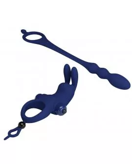 PRETTY LOVE - AYAD RABBIT VIBRATORRING MIT STECKER BLAU