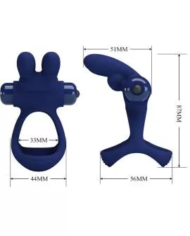 Pretty Love - Francisco Doppel-Vibrationsring Kaninchen Blau