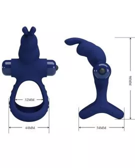 Pretty Love Luchito - Doppeltvibrierender Ring Kaninchen Blau