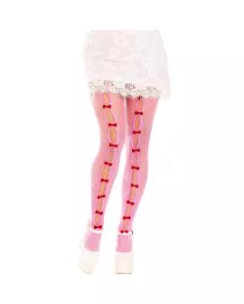 Leg Avenue - Strümpfe mit Herz-Öffnungen & Schleifen Rosa