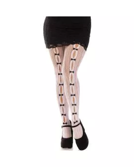 LEG AVENUE - Strümpfe mit Herz-Öffnungen und Schleifen weiß