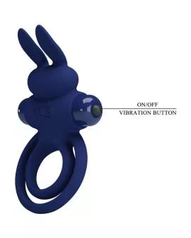 Pretty Love Darey - Doppelter Vibrationsring Kaninchen Blau