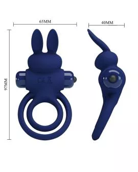 Pretty Love Darey - Doppelter Vibrationsring Kaninchen Blau