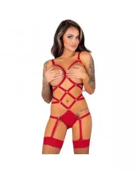 LIVCO CORSETTI FASHION - THIARA LC 20213 SET BODY + STRÜMPFE ROT 