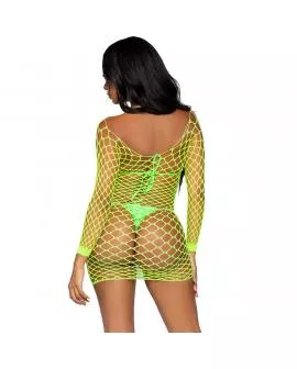 LEG AVENUE - LANGÄRMELIGES NETZKLEID GRÜN EINHEITSGRÖSSE