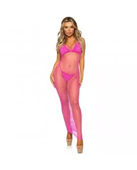 LEG AVENUE - LANGES NETZKLEID PINK EINE GRÖSSE