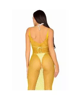 Leg Avenue - Langes Netzkleid Gelb Eine Größe