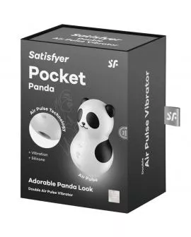 SATISFYER - POCKET PANDA STIMULATOR & VIBRATOR SCHWARZ WEISS