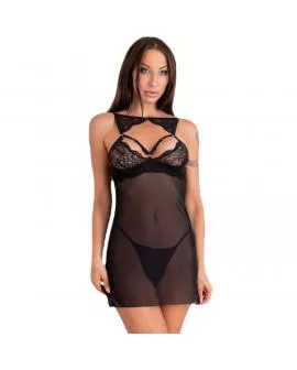 LIVCO CORSETTI FASHION - KROLINA LC 90734 CHEMISE + TANGA SCHWARZ 