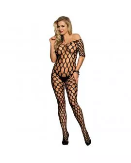 SUBBLIME - 951719 OFFENE SCHULTERN NETZ-BODYSTOCKING SCHWARZ EINE GRÖSSE