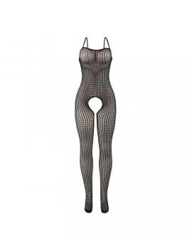 SUBBLIME - 951726 SCHWARZER ELASTISCHER NETZ-BODYSTOCKING MIT SCHRITTFREIEM UNTERTEIL EINE GRÖSSE