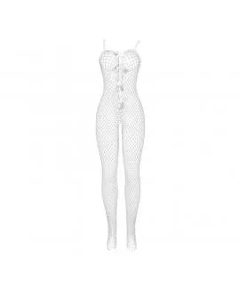 SUBBLIME - 951740 BODYSTOCKING WEISSES NETZ MIT SCHLEIFEN IM SCHRITT EINE GRÖSSE
