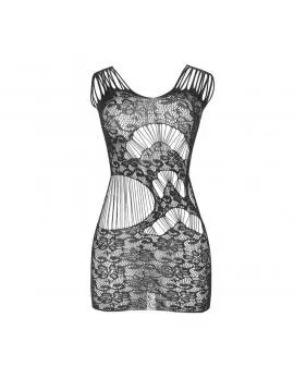 SUBBLIME - 951771 LANGER KLEID MIT OFFENEM RÜCKEN MIT NETZ SCHWARZ EINE GRÖSSE