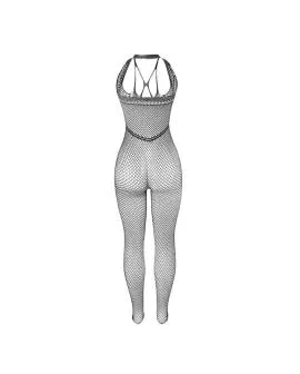 SUBBLIME - 951788 LANGER NETZ-BODYSTOCKING MIT RIEMEN AUF BRUST UND RÜCKEN SCHWARZ EINE GRÖSSE