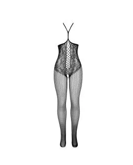 Sublime - Offener Netz-Bodystocking Neckholder Schwarz