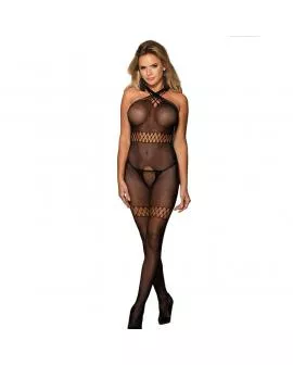 SUBBLIME - 951948 NETZ-BODYSTOCKING MIT GEKREUZTEN HALSTRGERN SCHWARZ EINE GRÖSSE
