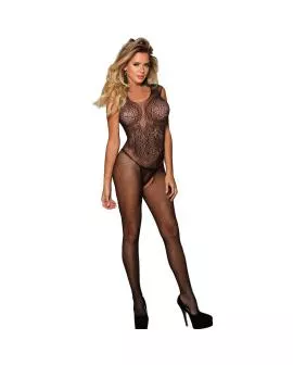 SUBBLIME - Netz-Bodystocking ohne Schritt Blumenmuster Schwarz