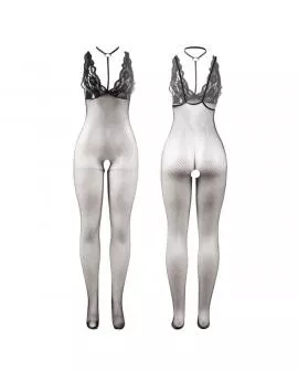 SUBBLIME - 951993 SCHWARZ TRANSPARENTER NETZ-BODYSTOCKING MIT SCHRITTFREIEM UNTERTEIL EINE GRÖSSE