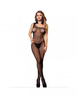SUBBLIME - 952037 ONE SHOULDER FISHNET BODYSTOCKING MIT DIAMANTEN SCHWARZ EINE GRÖSSE