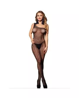 SUBBLIME - One Shoulder Fishnet Bodystocking Diamanten Schwarz