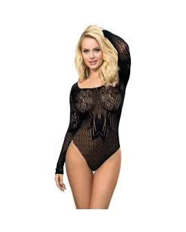 Subblime Netz-Body lange Ärmel nackte Schultern Schwarz
