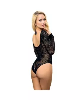 Subblime Netz-Body lange Ärmel nackte Schultern Schwarz