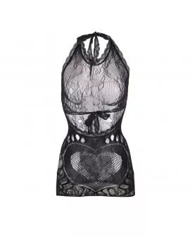 SUBBLIME - 952075 KURZES NETZKLEID MIT RÜCKEN UND HERZDETAIL SCHWARZ EINE GRÖSSE
