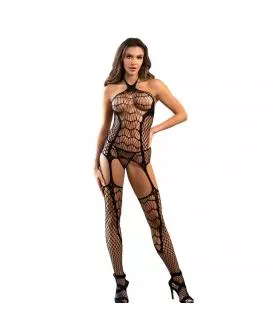 SUBBLIME - 952105 NETZ-BODYSTOCKING OHNE SCHRITT NECKHOLDER UND OFFENEM RÜCKEN SCHWARZ EINE GRÖSSE