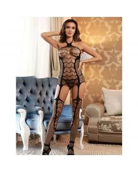 SUBBLIME - 952105 NETZ-BODYSTOCKING OHNE SCHRITT NECKHOLDER UND OFFENEM RÜCKEN SCHWARZ EINE GRÖSSE