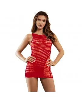 SUBBLIME - 952150 KURZER RMELLOSER NETZ-KLEID ROT EINE GRÖSSE