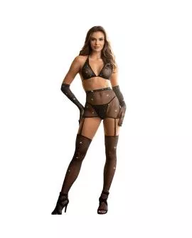Subblime - Netz-Bodystocking Handschuhe Diamanten - Schwarz