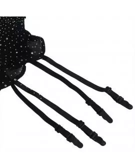 SUBBLIME - 952174 NETZ-BODYSTOCKING MIT HANDSCHUHEN UND DIAMANTEN SCHWARZ EINE GRÖSSE