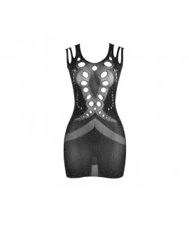 SUBBLIME - 952198 NETZ-KLEID MIT BRILLANTEN DIAMANTEN SCHWARZ EINE GRÖSSE
