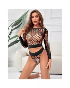 SUBBLIME - 952228 2-TEILIGER LANGRMELIGER NETZ-SATZ SCHWARZ EINE GRÖSSE