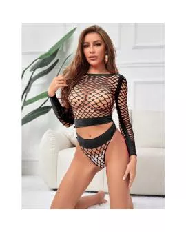 SUBBLIME - 952228 2-TEILIGER LANGRMELIGER NETZ-SATZ SCHWARZ EINE GRÖSSE