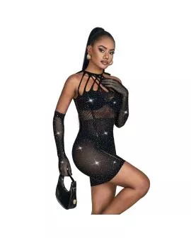 Subblime Netzkleid mit Strass Schwarz - 952235
