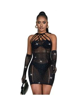 Subblime Netzkleid mit Strass Schwarz - 952235