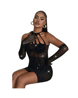 Subblime Netzkleid mit Strass Schwarz - 952235