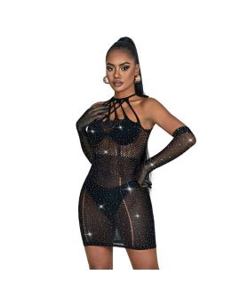 Subblime Netzkleid mit Strass Schwarz - 952235