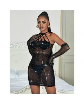SUBBLIME - 952235 NETZKLEID MIT STRASS SCHWARZ EINHEITSGRÖSSE