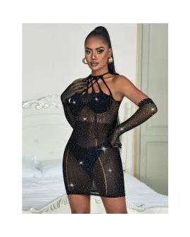 Subblime Netzkleid mit Strass Schwarz - 952235