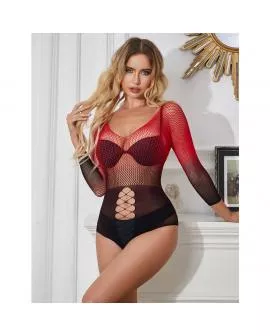 SUBBLIME - 952259 ROTER UND SCHWARZER KLEID MIT LANGEN RMELN UND ELASTISCHEM NETZVERLAUF EINE GRÖSSE